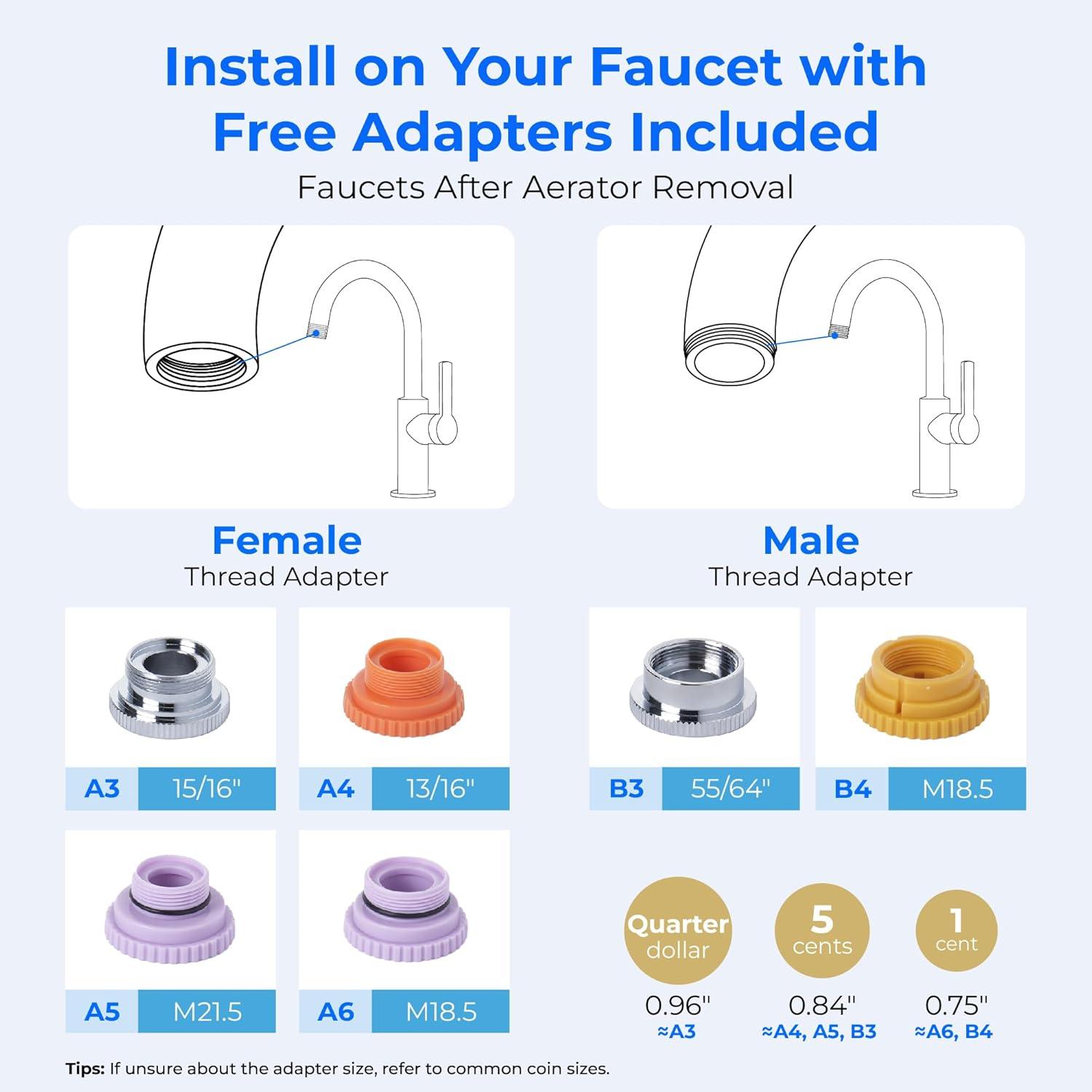 imageAlkaline Waterdrop Water Filter for Sink Faucet Filter Life Reminder 320 Gallon Tap Water Filter for Kitchen Sink NSF Certified Reduces Chlorine Faucet Mount Water Filtration System 1 FilterPlastic