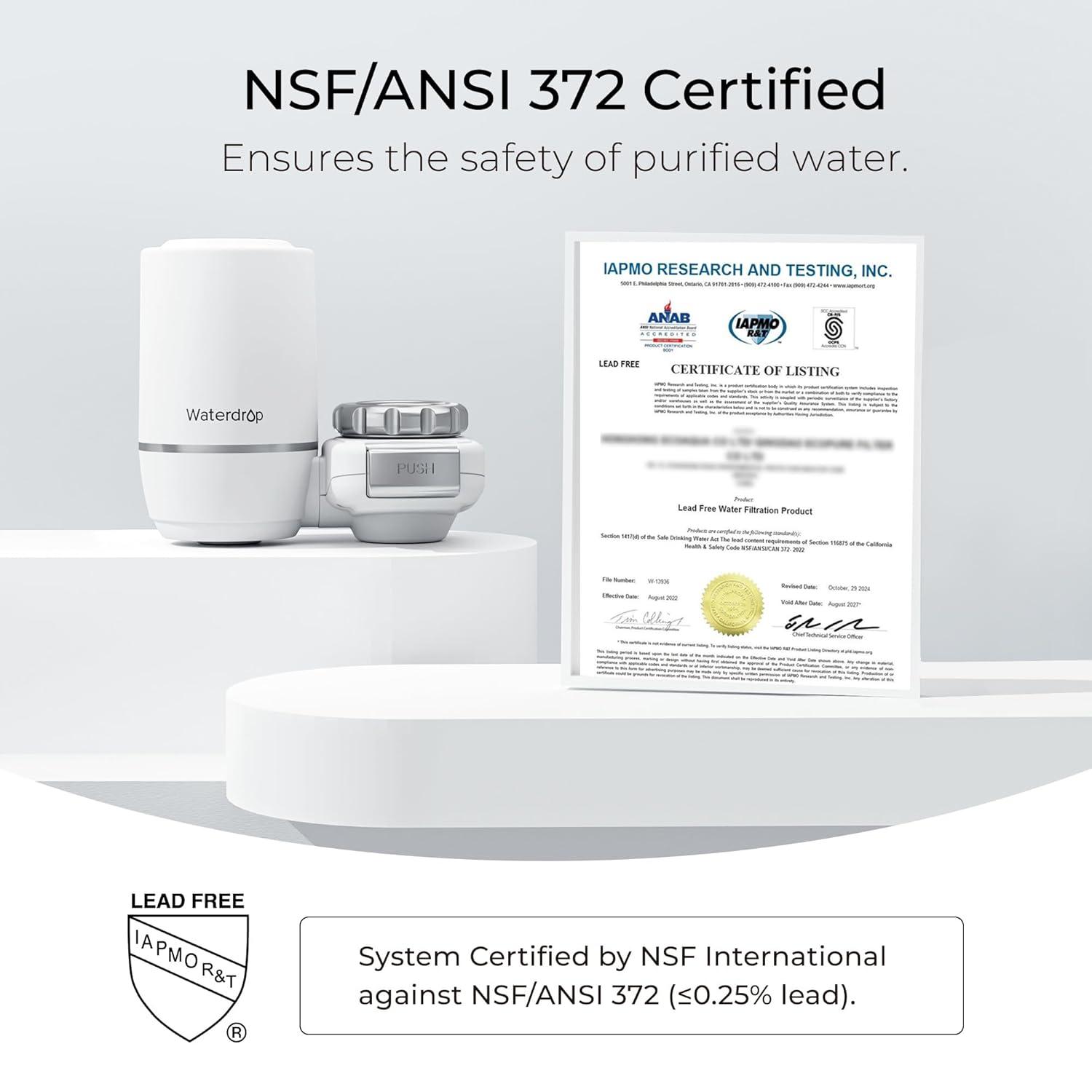 imageAlkaline Waterdrop Water Filter for Sink Faucet Filter Life Reminder 320 Gallon Tap Water Filter for Kitchen Sink NSF Certified Reduces Chlorine Faucet Mount Water Filtration System 1 FilterSkin Care