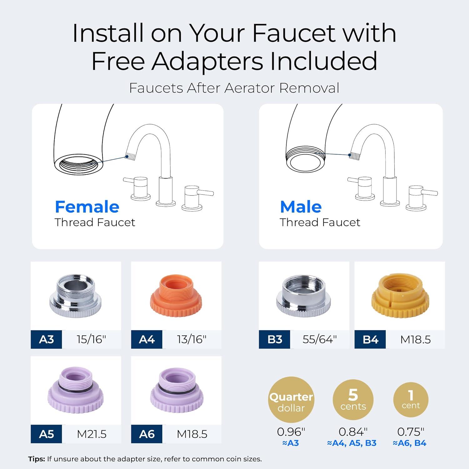 imageAlkaline Waterdrop Water Filter for Sink Faucet Filter Life Reminder 320 Gallon Tap Water Filter for Kitchen Sink NSF Certified Reduces Chlorine Faucet Mount Water Filtration System 1 FilterSkin Care