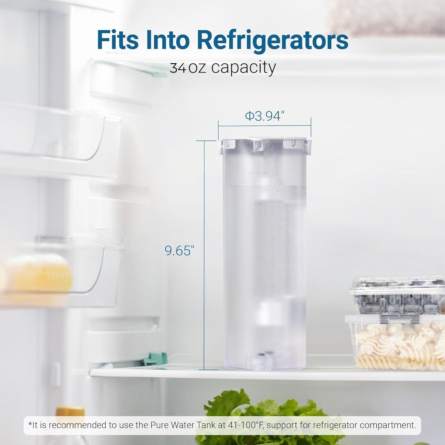 imageMaxblue MBPWT Pure Water Tank BPA Free 34 OZ Portable Pure Water Tank for WDC1S and WDC1H Countertop Reverse Osmosis System