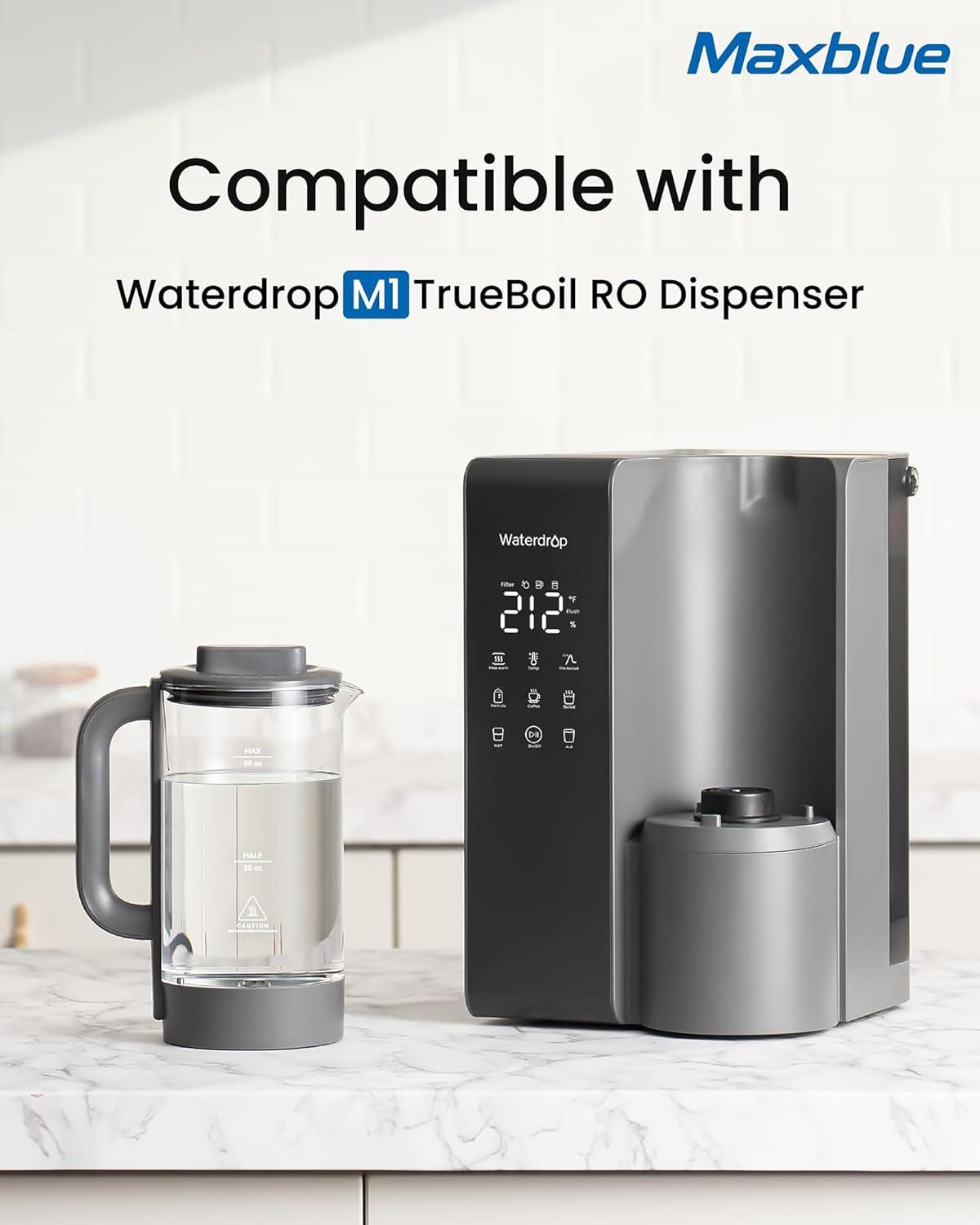 imageMaxblue Pure Water Tank for WDM1 Countertop Reverse Osmosis System Portable Pure Water Tank Glass Pitcher BPA Free