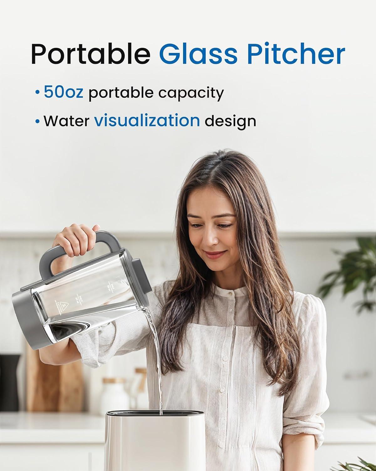 imageMaxblue Pure Water Tank for WDM1 Countertop Reverse Osmosis System Portable Pure Water Tank Glass Pitcher BPA Free