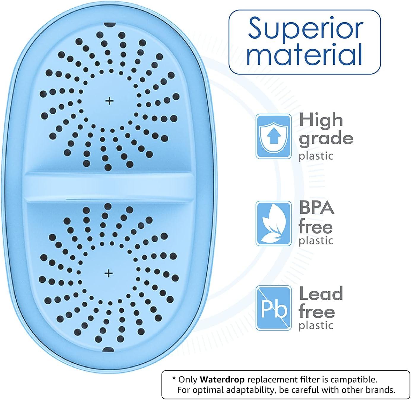 imageOriginal Waterdrop Alkaline Water Filter Replacement for All Waterdrop Pitcher and Dispenser Filtration System Increase PH Improved Coffee Taste Last Up to 2 Months or 100 Gallons Pack of 3Blue