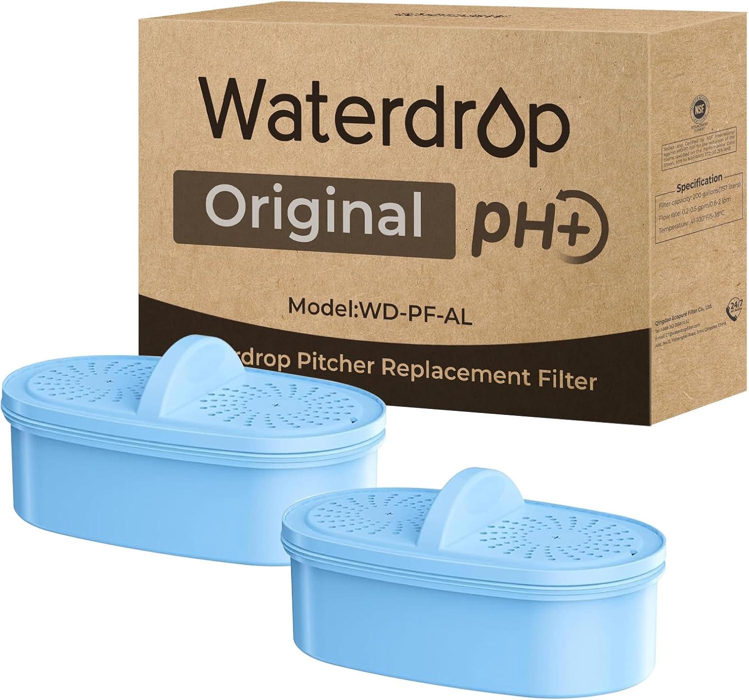 imageOriginal Waterdrop Alkaline Water Filter Replacement for All Waterdrop Pitcher and Dispenser Filtration System Increase PH Improved Coffee Taste Last Up to 2 Months or 100 Gallons Pack of 3Blue