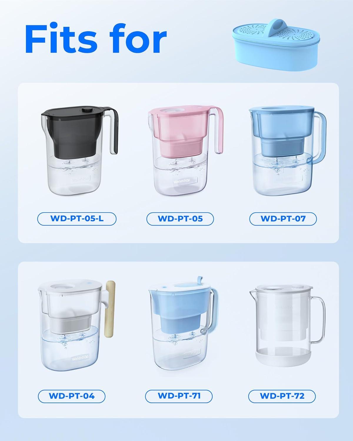 imageOriginal Waterdrop WDPFAL Replacement Alkaline Filters for All Waterdrop Pitcher Filtration System Improved Coffee Taste Last Up to 100 Gallons Pack of 3Alkaline Filter