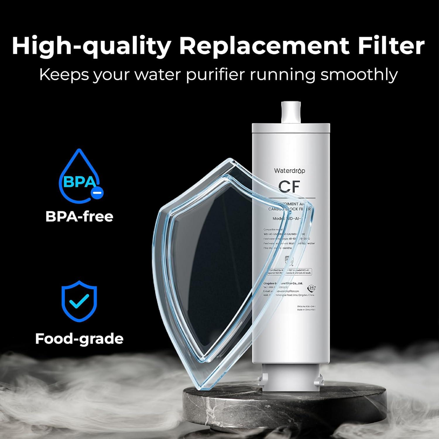 imageWaterdrop  Filter Replacement for  Countertop Reverse Osmosis Hot and Cold water Dispenser 6month Lifetime