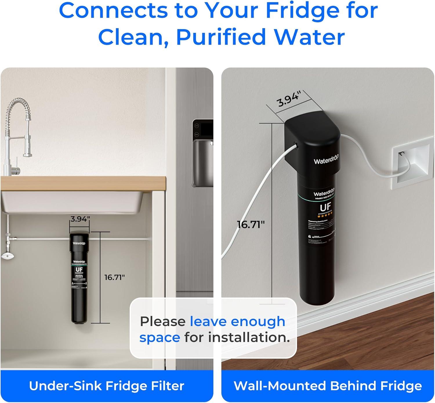 imageWaterdrop 001m Inline Water Filter System for Refrigerator Ice Maker Under Sink 14 inch Direct Connect NSFANSI 42 Certified 19K Gallons 15UCUFPremium
