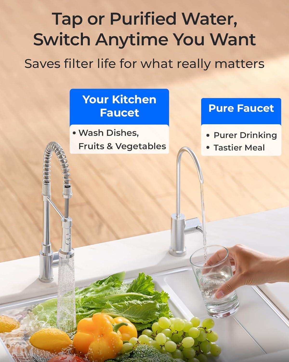 imageWaterdrop 10UA PRO Under Sink Water Filter No Drill Required Time Reminder Easy Installation Reduces Lead Chlorine Bad Taste ampamp Odor NSFANSI 42 Certified 11000 Gallons Does not Lower TDSPitch blackwith Faucet  Reduces Chloramine