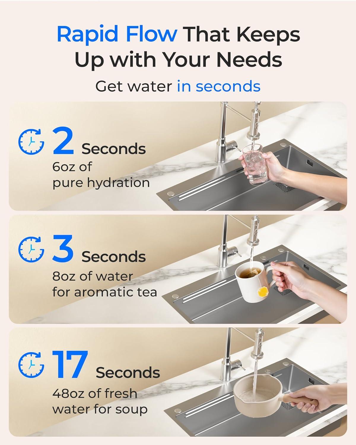 imageWaterdrop 10UA PRO Under Sink Water Filter No Drill Required Time Reminder Easy Installation Reduces Lead Chlorine Bad Taste ampamp Odor NSFANSI 42 Certified 11000 Gallons Does not Lower TDSPitch blackNo Extra Faucet  6Stage