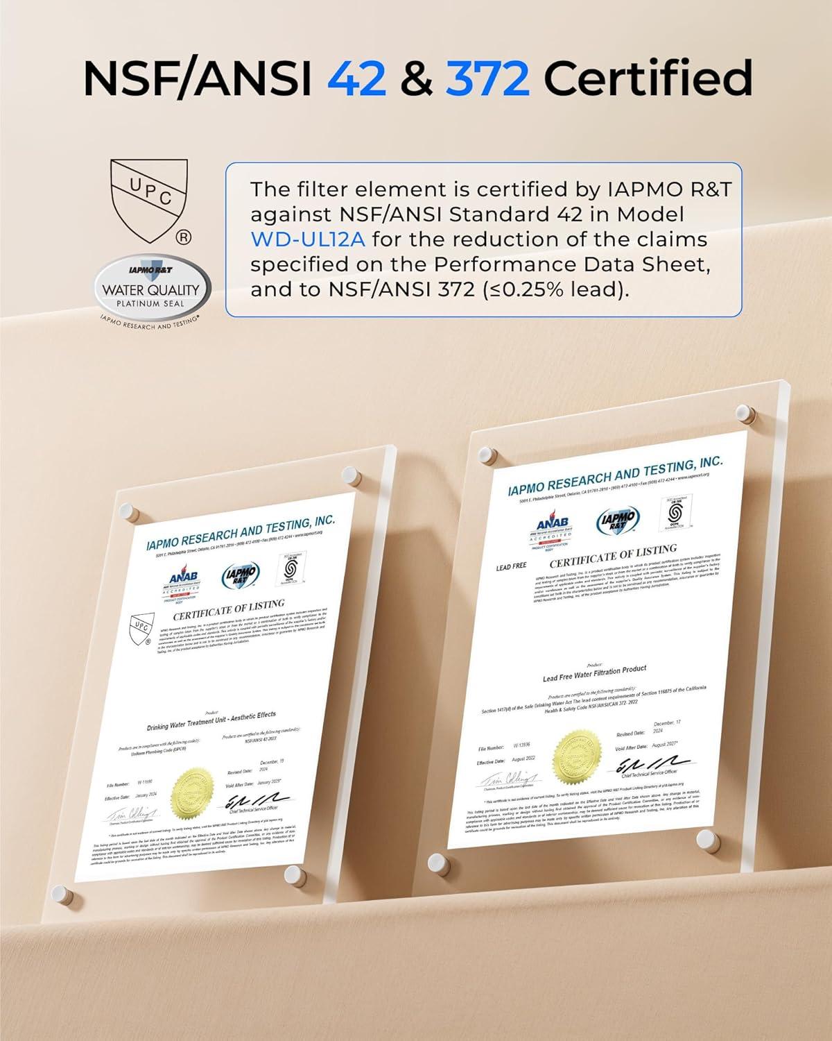 imageWaterdrop 10UA PRO Under Sink Water Filter No Drill Required Time Reminder Easy Installation Reduces Lead Chlorine Bad Taste ampamp Odor NSFANSI 42 Certified 11000 Gallons Does not Lower TDSBlack