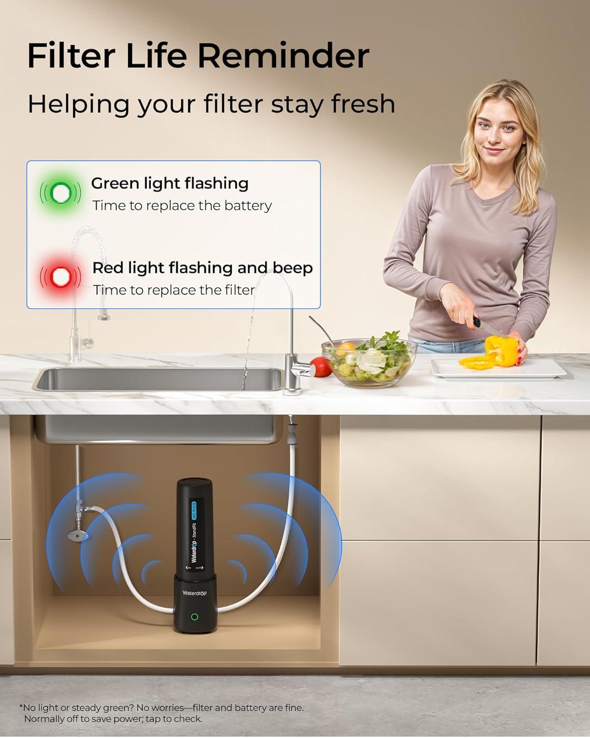 imageWaterdrop 10UA PRO Under Sink Water Filter No Drill Required Time Reminder Easy Installation Reduces Lead Chlorine Bad Taste ampamp Odor NSFANSI 42 Certified 11000 Gallons Does not Lower TDSBlackwith Faucet