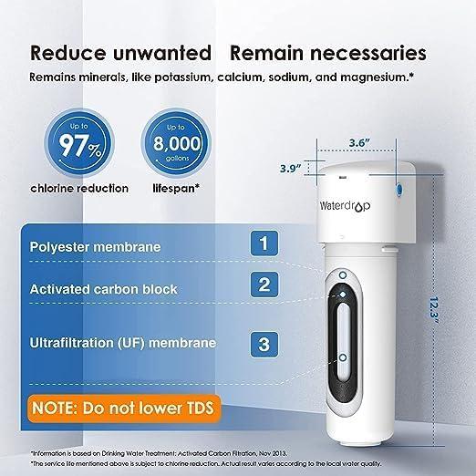 imageWaterdrop 10UA Under Sink Water Filter System Reduces PFAS PFOAPFOS Lead Chlorine Bad Taste ampamp Odor Under Counter Water Filter Direct Connect to Kitchen Faucet NSFANSI 42 Certified 1 YearWhite
