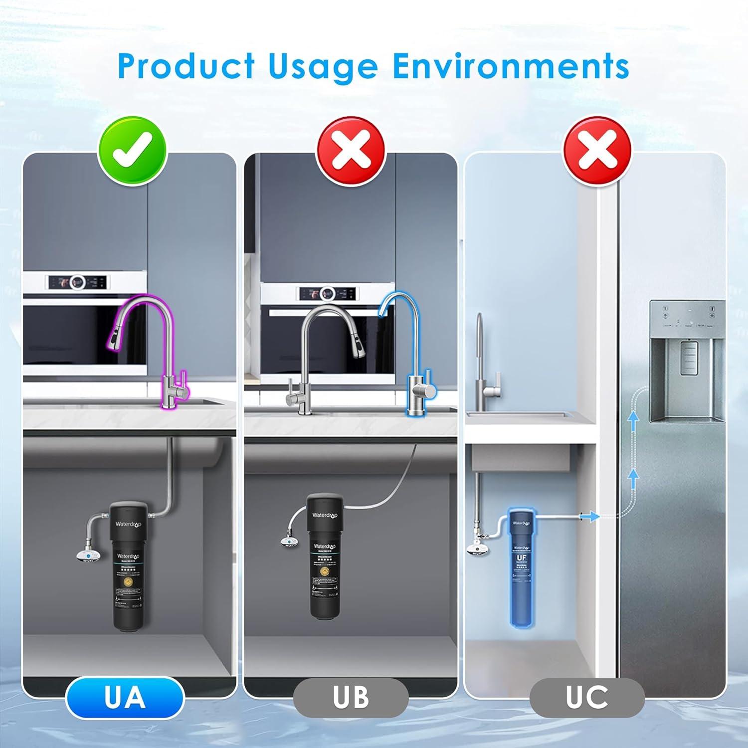imageWaterdrop 10UAUF     Under Sink Water Filter for Batria Reduction 11000 Gallons Reduces Lead Chlorine Bad Taste ampamp Odor Direct Connect to Kitchen FaucetBlackPremium