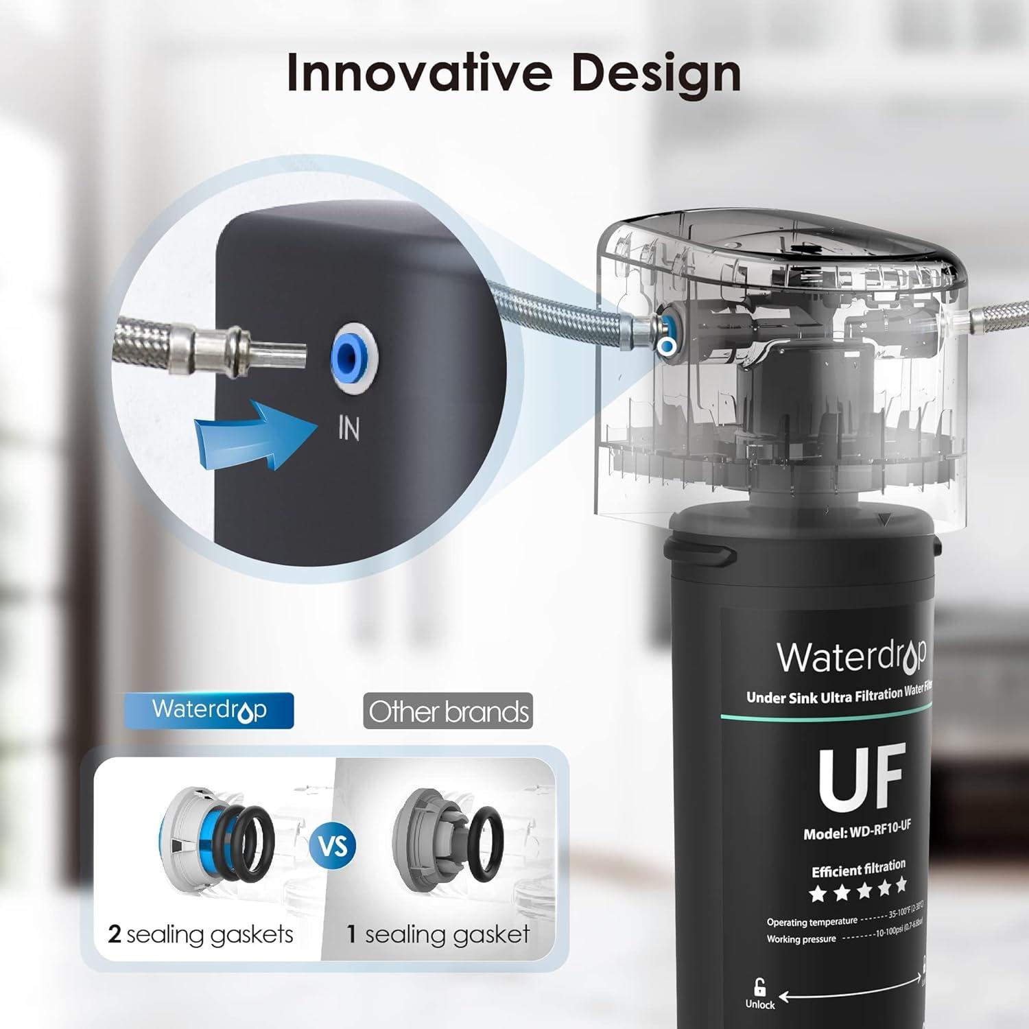imageWaterdrop 10UAUF     Under Sink Water Filter for Batria Reduction 11000 Gallons Reduces Lead Chlorine Bad Taste ampamp Odor Direct Connect to Kitchen FaucetBlackPremium
