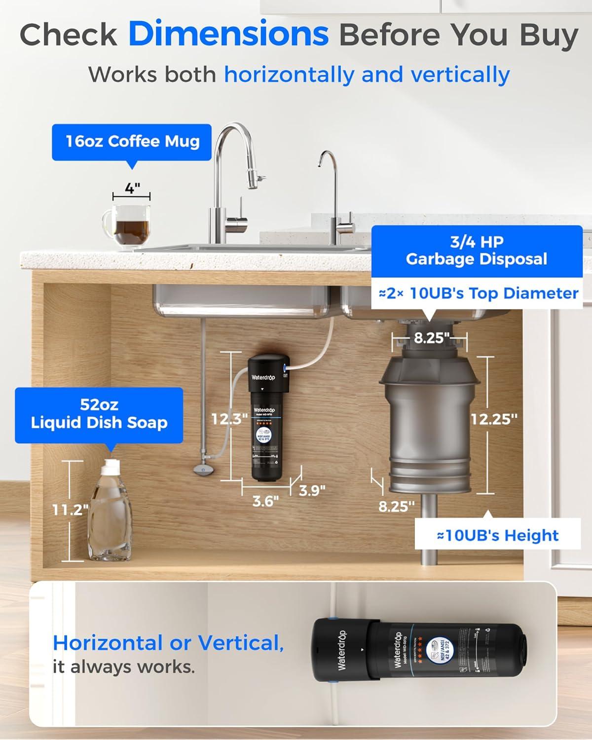 imageWaterdrop 10UB Under Sink Water Filter Reduces PFAS PFOAPFOS Lead Chlorine Bad Taste NSFANSI 42 Certified 11K Gallons Easy InstallationBlack