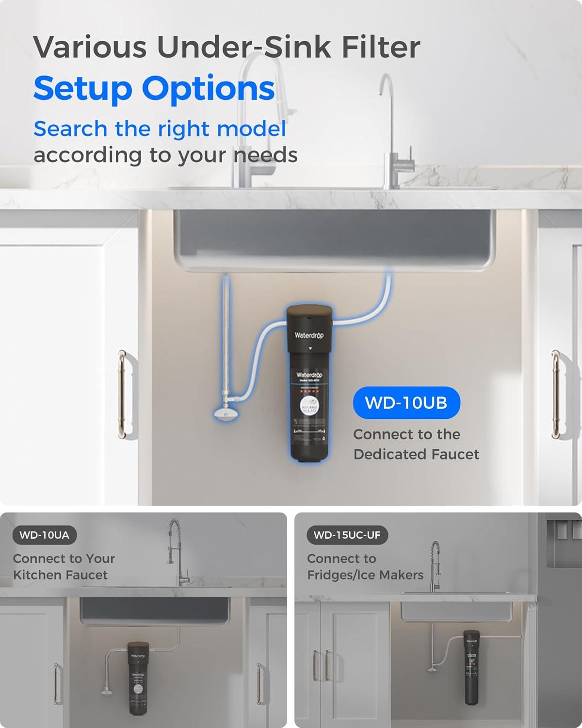 imageWaterdrop 10UB Under Sink Water Filter Reduces PFAS PFOAPFOS Lead Chlorine Bad Taste NSFANSI 42 Certified 11K Gallons Easy InstallationBlack