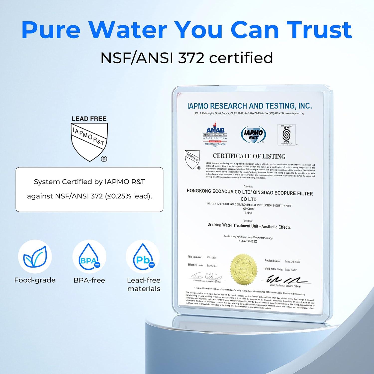 imageWaterdrop 10UB Under Sink Water Filter Reduces PFAS PFOAPFOS Lead Chlorine Bad Taste NSFANSI 42 Certified 11K Gallons Easy InstallationJet black