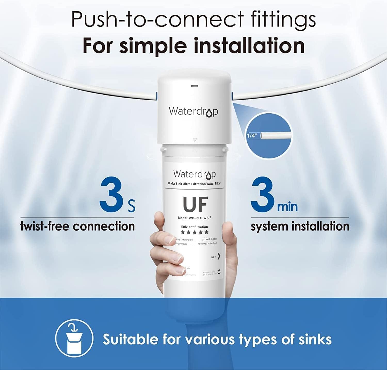 imageWaterdrop 10UB Under Sink Water Filter Reduces PFAS PFOAPFOS Lead Chlorine Bad Taste NSFANSI 42 Certified 11K Gallons Easy InstallationWhite