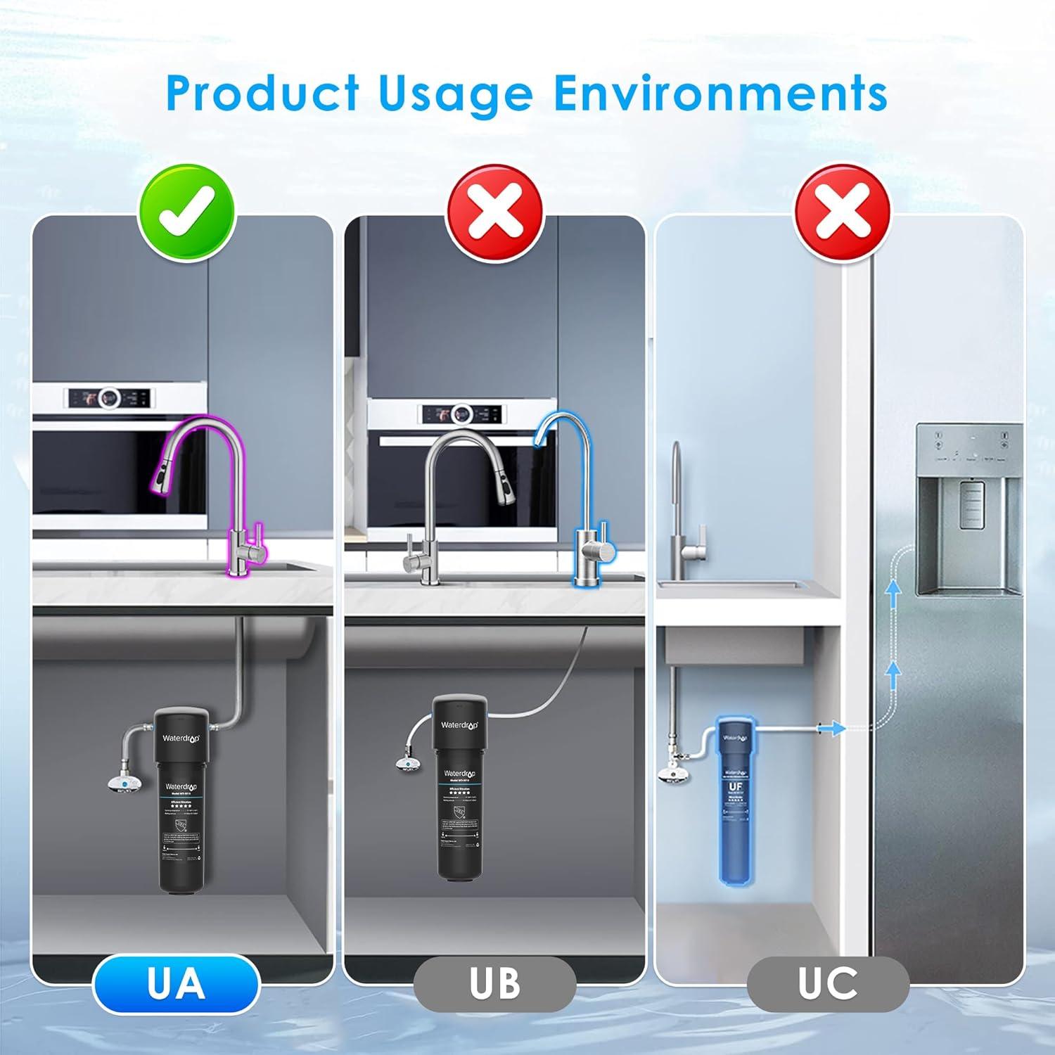 imageWaterdrop 15UA Under Sink Water Filter System 2 Years Reduces Lead Chlorine Bad Taste ampamp Odor Under Counter Water Filter Direct Connect to Kitchen Faucet NSFANSI 42 Certified USA TechBlackbasic