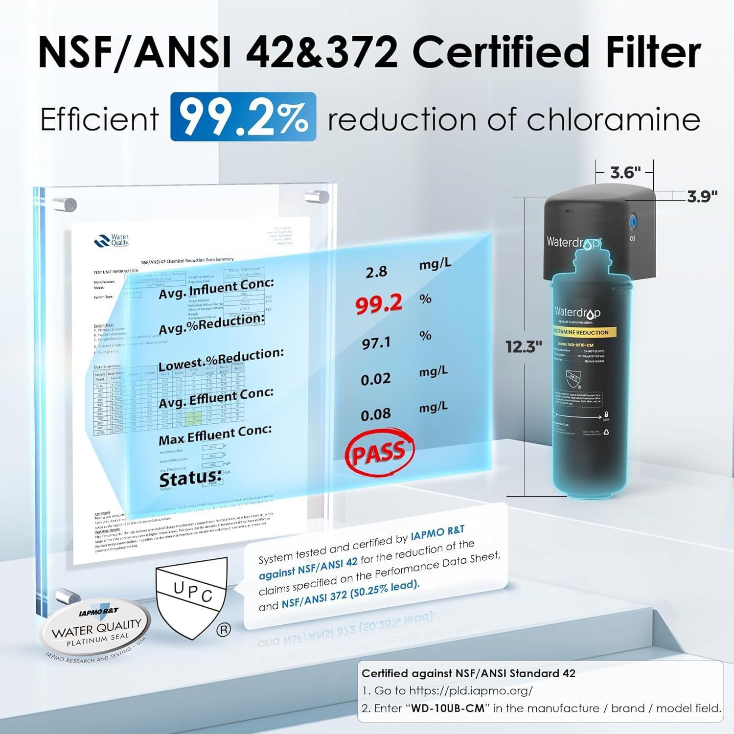 imageWaterdrop 15UA Under Sink Water Filter System 2 Years Reduces Lead Chlorine Bad Taste ampamp Odor Under Counter Water Filter Direct Connect to Kitchen Faucet NSFANSI 42 Certified USA TechBlacktaste improve plus