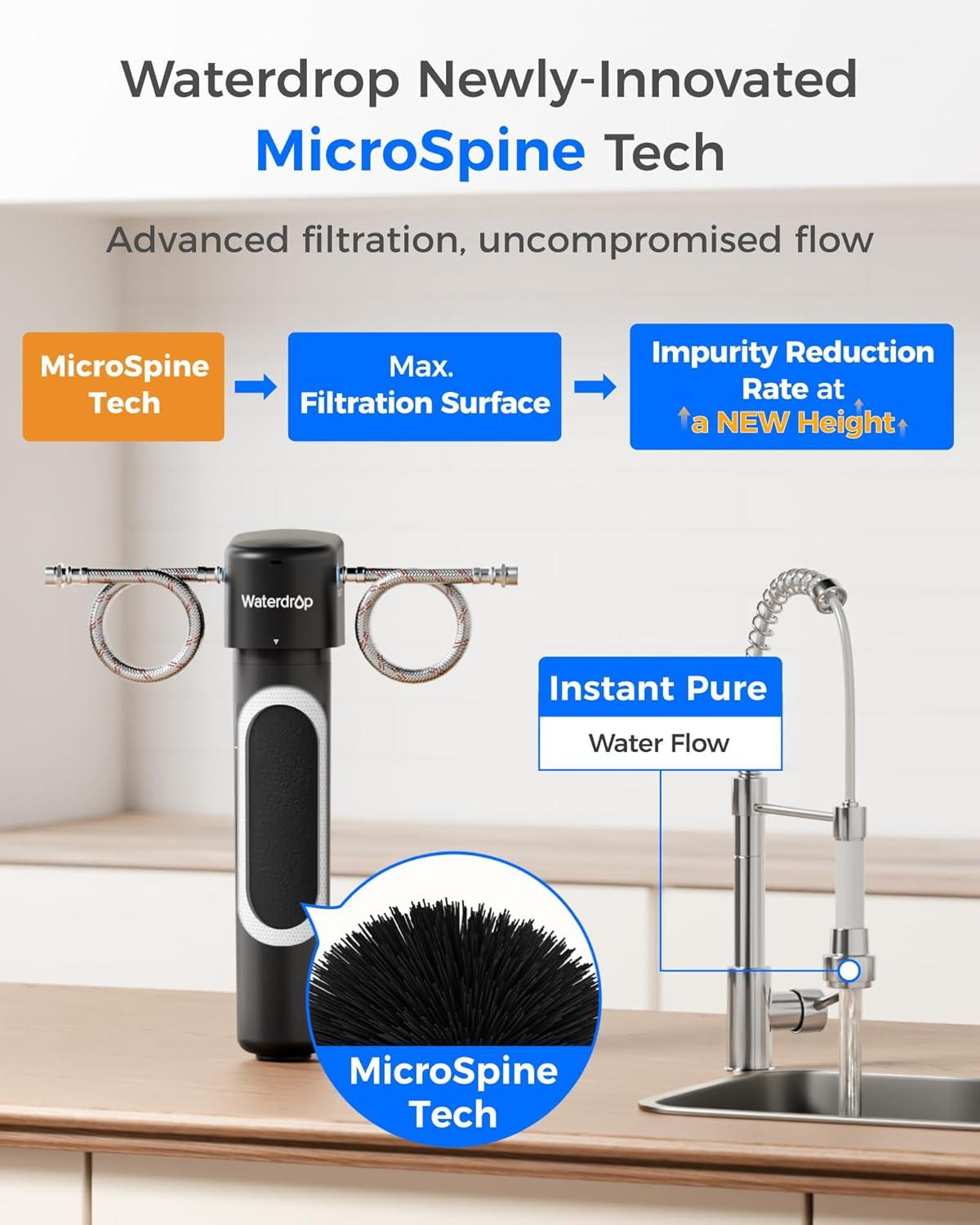 imageWaterdrop 15UAUF 001 m Ultra Filtration Under Sink Water Filter for Batria Reduction   Reduces Lead Chlorine Bad Taste ampamp Odor Direct Connect to Kitchen Faucet USA TechBlackReduce PFAS