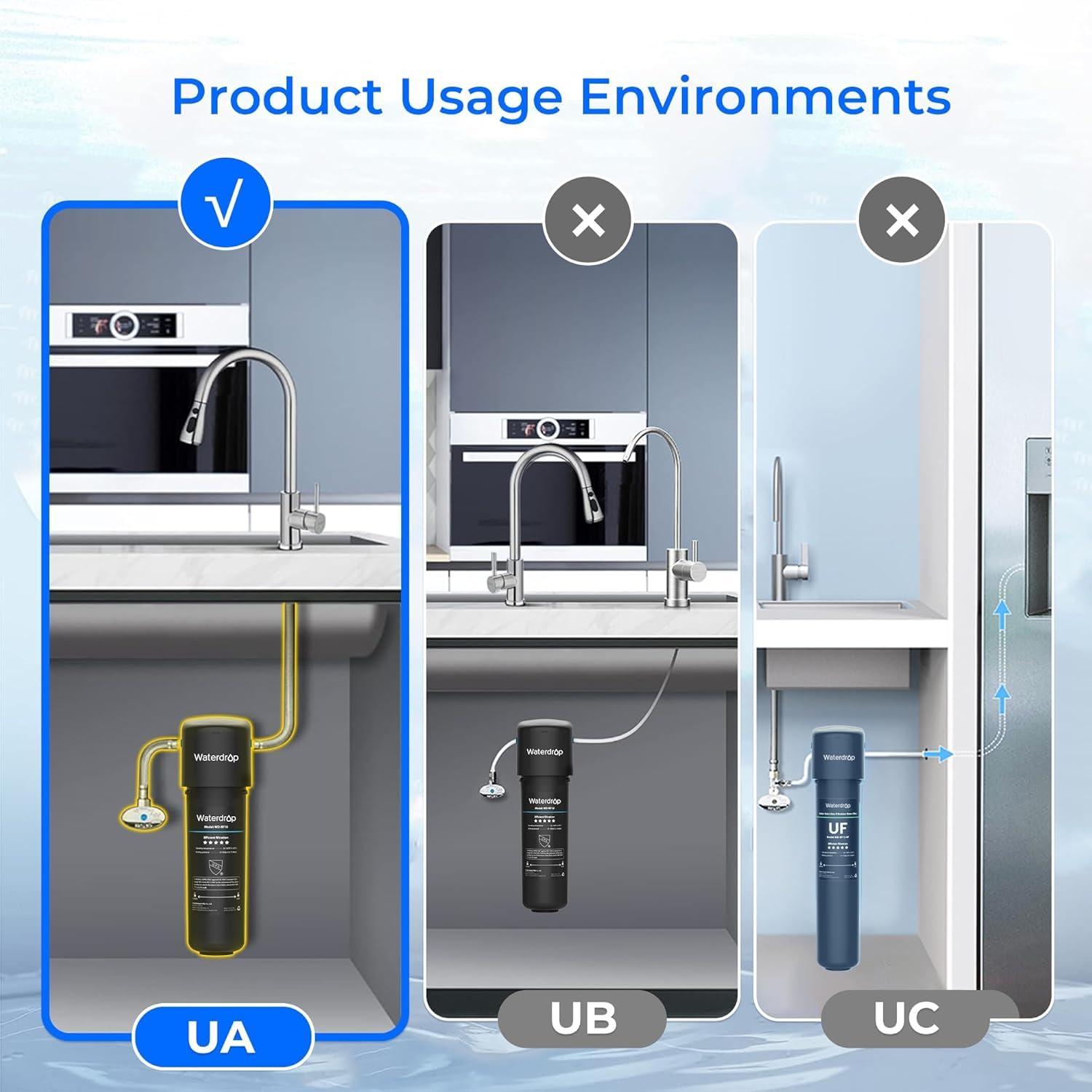 imageWaterdrop 15UAUF 001 m Ultra Filtration Under Sink Water Filter for Batria Reduction   Reduces Lead Chlorine Bad Taste ampamp Odor Direct Connect to Kitchen Faucet USA TechBlackReduce Batria