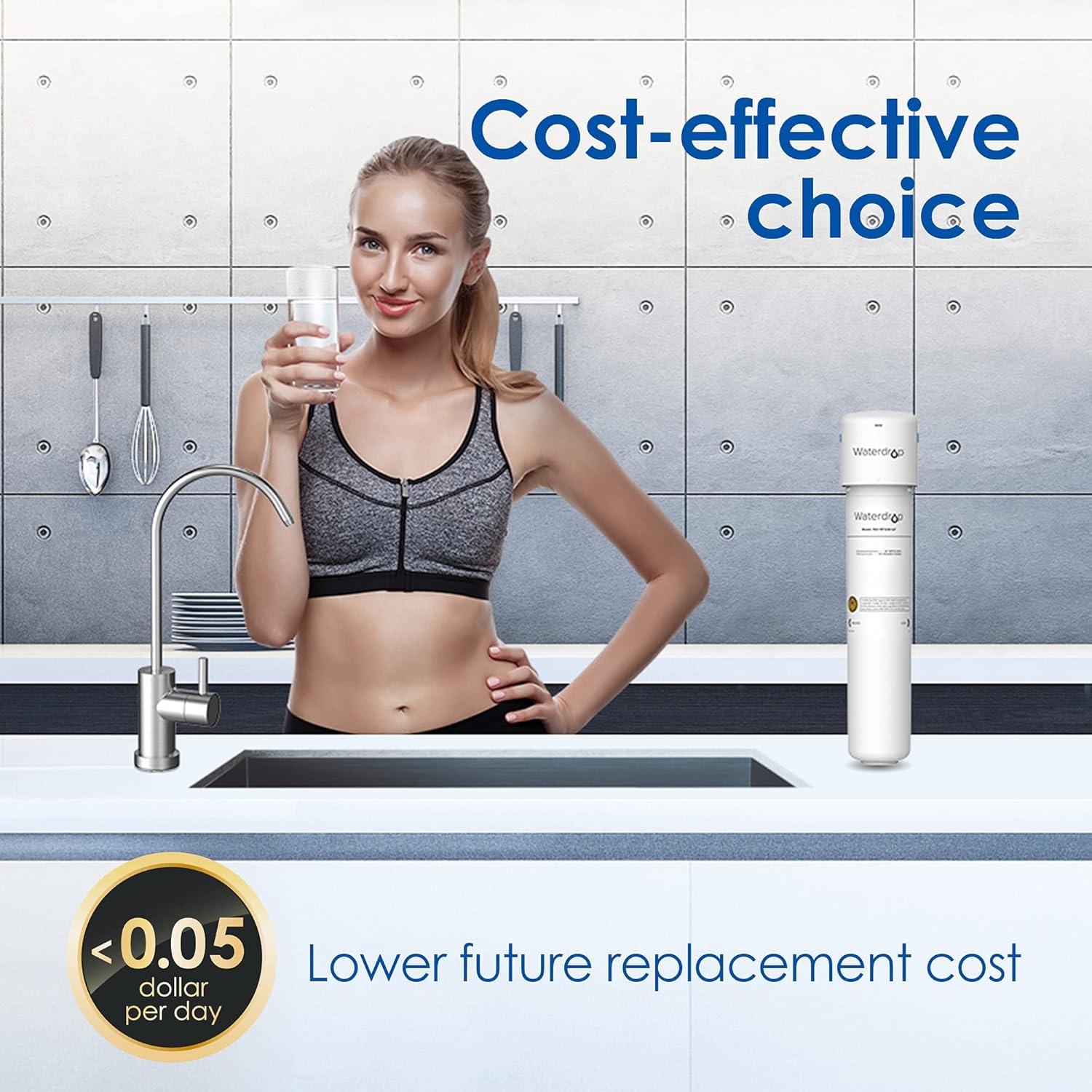imageWaterdrop 15UBUF 001 m Ultra Filtration Under Sink Water Filter System for Batria Reduction Reduces Lead Chlorine Bad Taste ampamp Odor 19K Gallons with Dedicated Brushed Nickel Faucet USA TechWhite