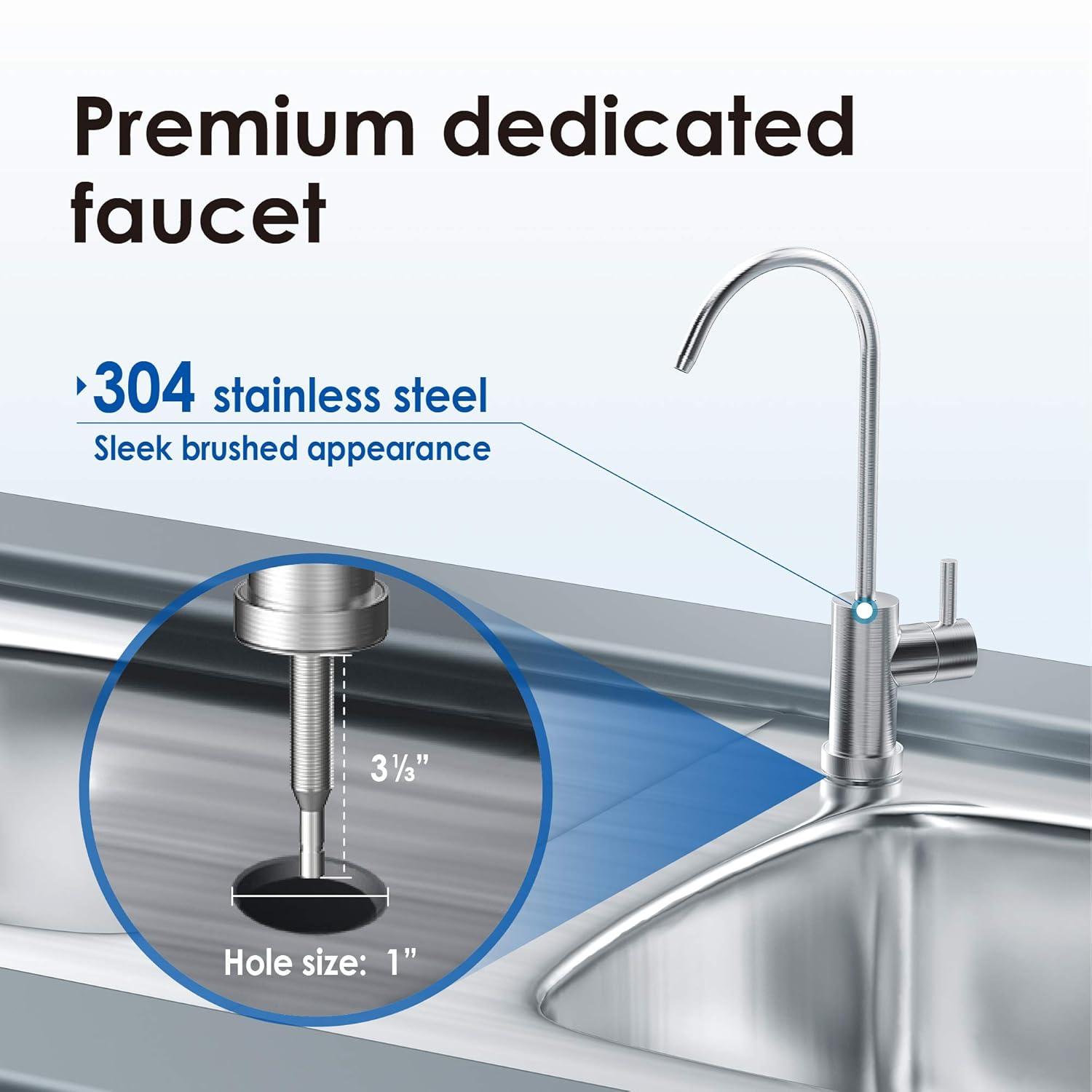imageWaterdrop 15UBUF 001 m Ultra Filtration Under Sink Water Filter System for Batria Reduction Reduces Lead Chlorine Bad Taste ampamp Odor 19K Gallons with Dedicated Brushed Nickel Faucet USA TechWhite