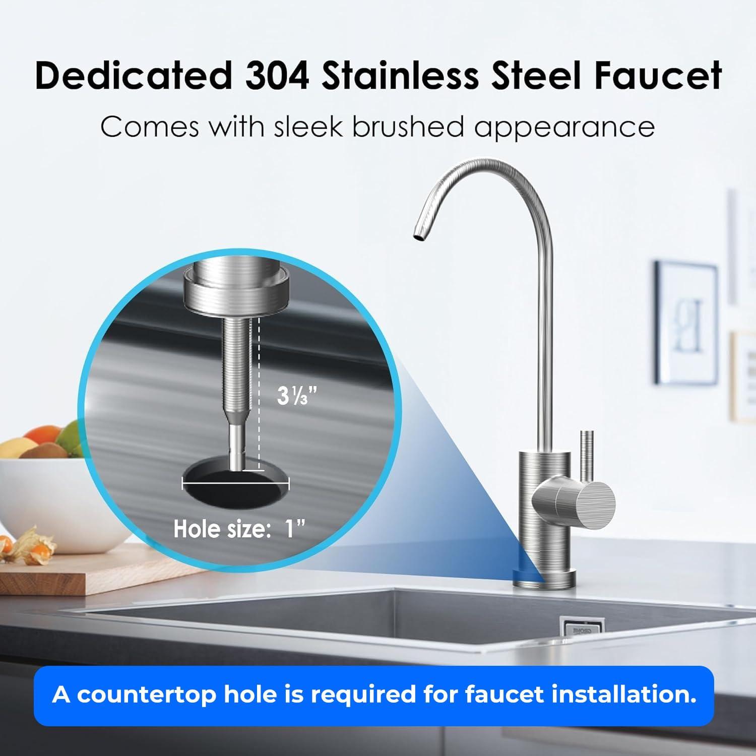 imageWaterdrop 15UBUF 001 m Ultra Filtration Under Sink Water Filter System for Batria Reduction Reduces Lead Chlorine Bad Taste ampamp Odor 19K Gallons with Dedicated Brushed Nickel Faucet USA TechBlack
