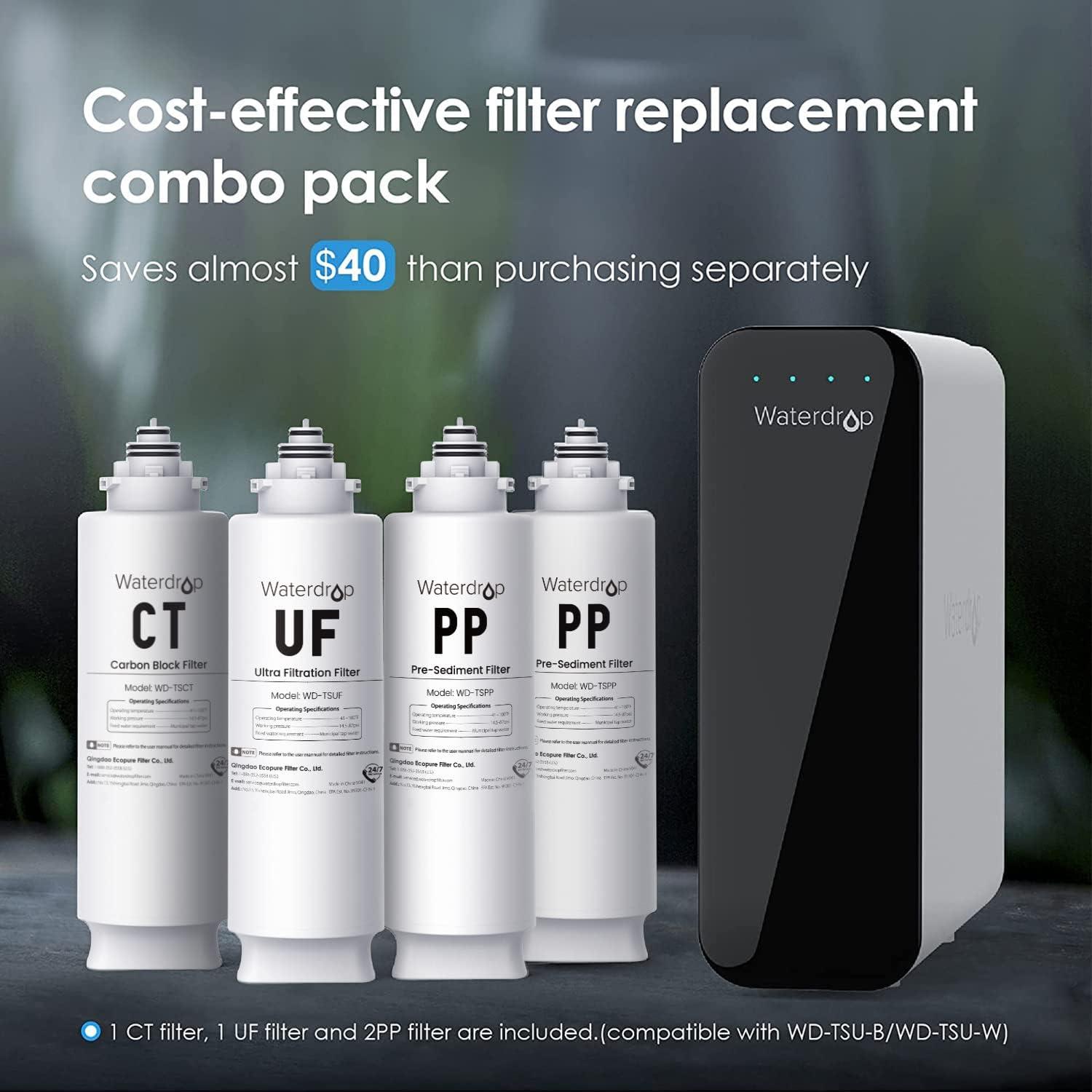 imageWaterdrop 2TSPP TSUF TSCT Under Sink Water Filter Replacement for Waterdrop TSU UltraFiltration Under Sink Water Filter System