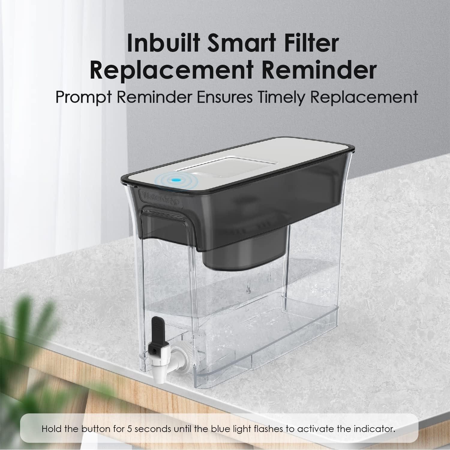 imageWaterdrop 35Cup Slim Water Filter Dispenser Large Capacity Water Filter Pitcher 200Gallon LongLife 5X Lifetime Reduces Chlorine PFOAPFOS and More BPA Free Black with 1 FilterBlack3 filters