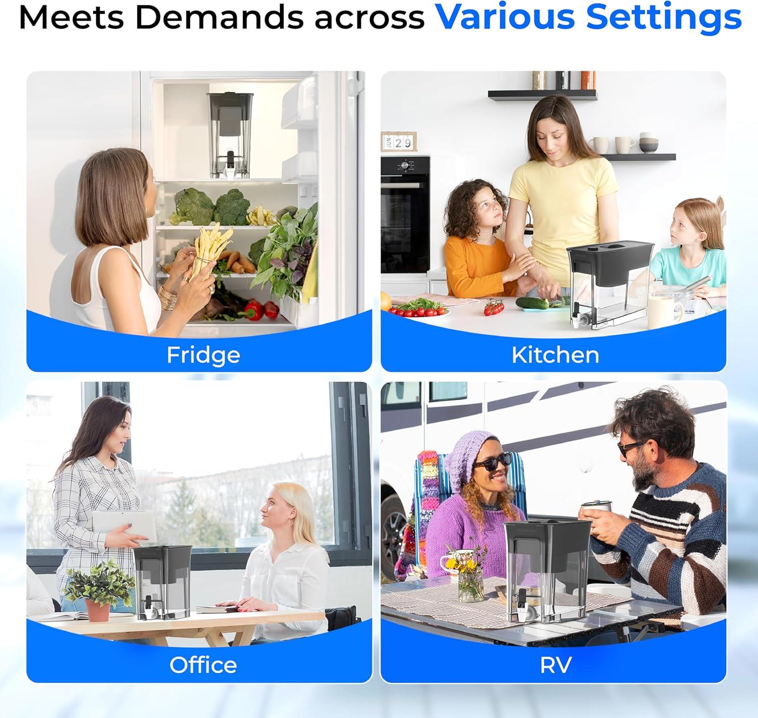 imageWaterdrop 35Cup Slim Water Filter Dispenser Large Capacity Water Filter Pitcher 200Gallon LongLife 5X Lifetime Reduces Chlorine PFOAPFOS and More BPA Free Black with 1 FilterBlack