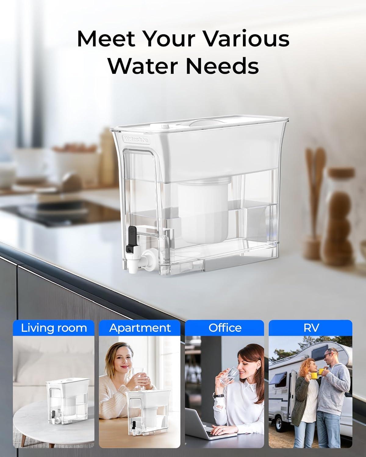imageWaterdrop 35Cup Slim Water Filter Dispenser Large Capacity Water Filter Pitcher 200Gallon LongLife 5X Lifetime Reduces Chlorine PFOAPFOS and More BPA Free Black with 1 FilterWhite