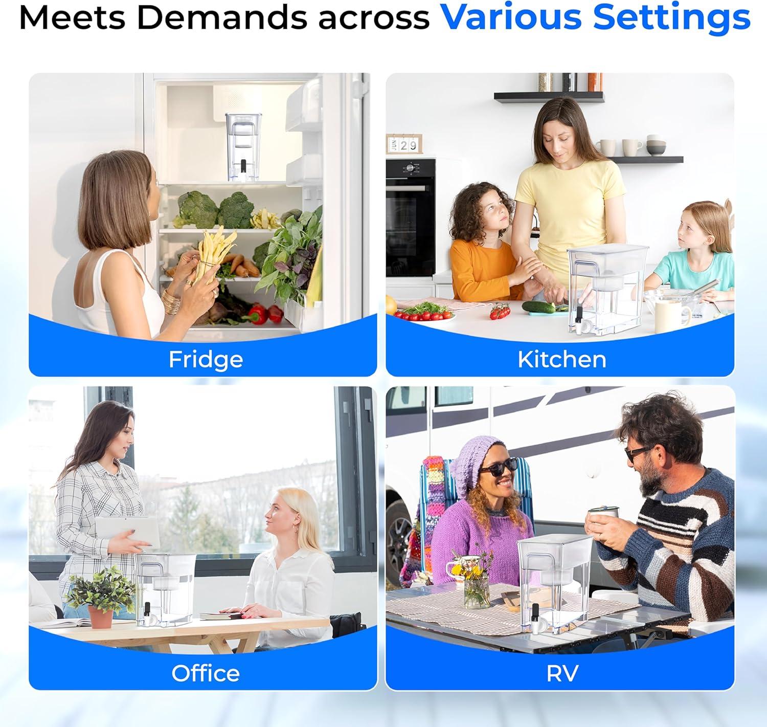 imageWaterdrop 35Cup Slim Water Filter Dispenser Large Capacity Water Filter Pitcher 200Gallon LongLife 5X Lifetime Reduces Chlorine PFOAPFOS and More BPA Free Black with 1 FilterWhite