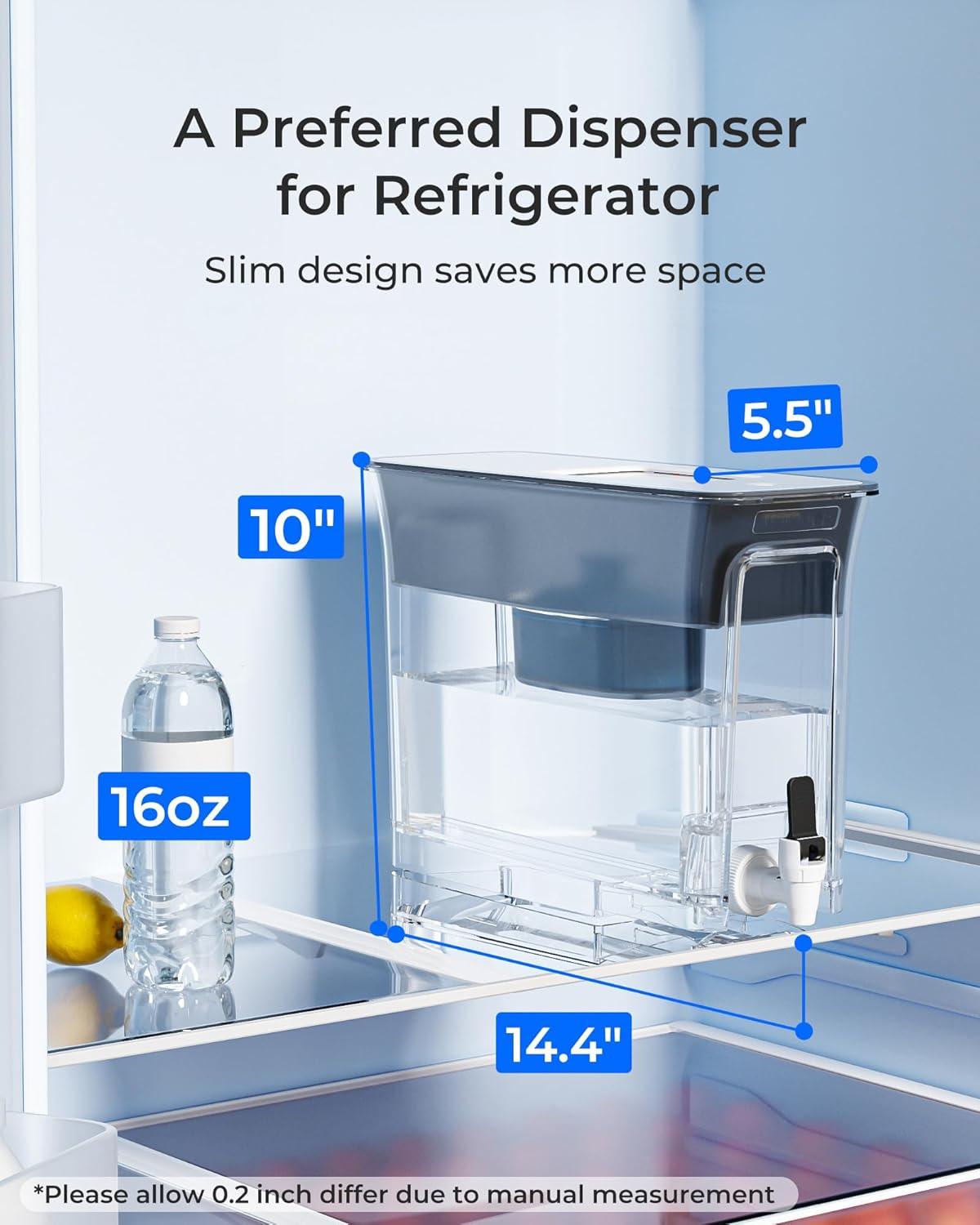 imageWaterdrop 35Cup Slim Water Filter Dispenser Large Capacity Water Filter Pitcher 200Gallon LongLife 5X Lifetime Reduces Chlorine PFOAPFOS and More BPA Free Black with 1 FilterBlack