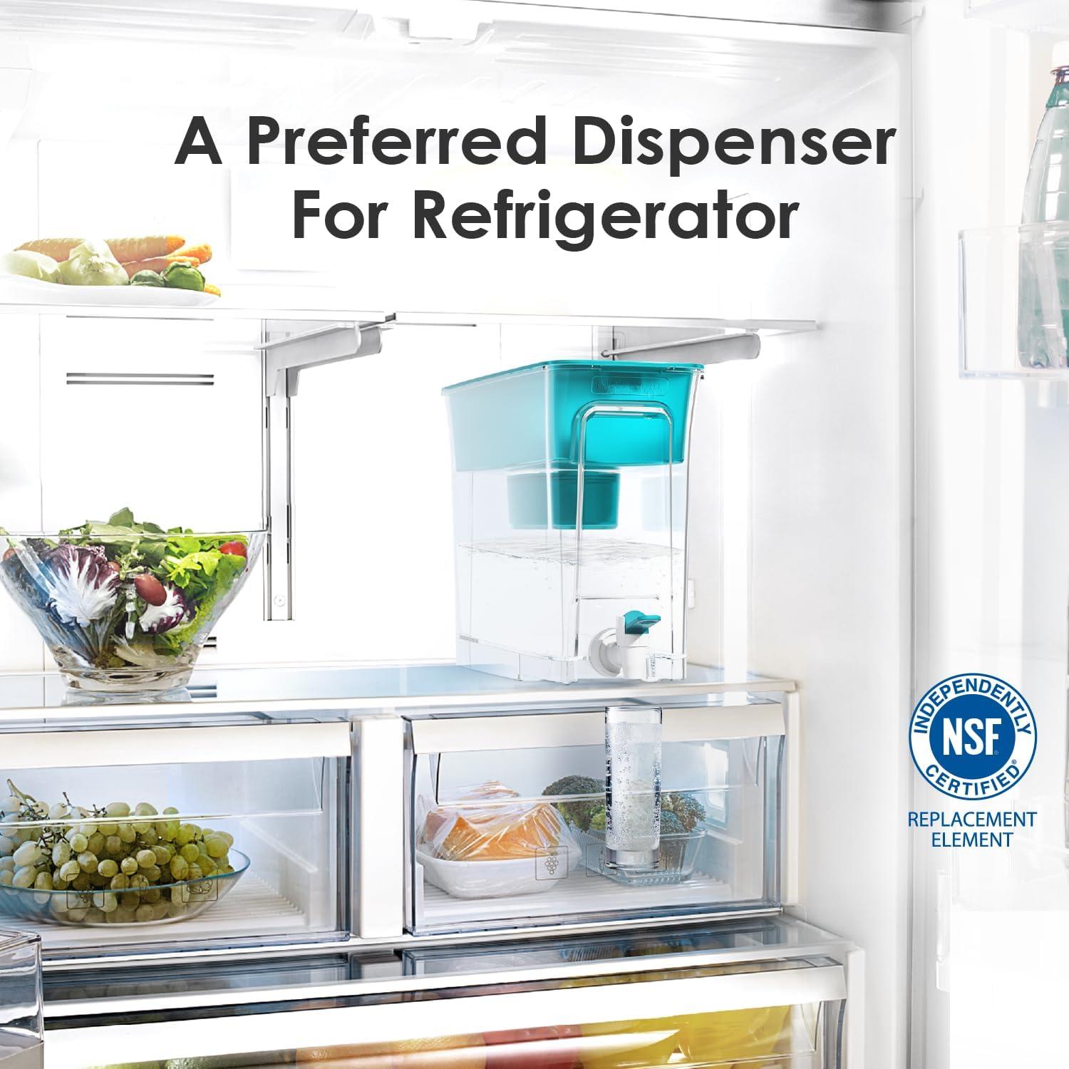 imageWaterdrop 35Cup Slim Water Filter Dispenser Large Capacity Water Filter Pitcher 200Gallon LongLife 5X Lifetime Reduces Chlorine PFOAPFOS and More BPA Free Black with 1 FilterTurquoise