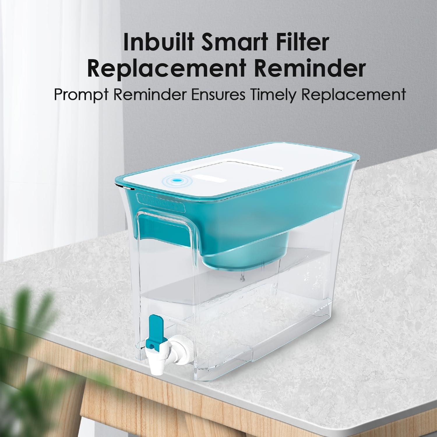 imageWaterdrop 35Cup Slim Water Filter Dispenser Large Capacity Water Filter Pitcher 200Gallon LongLife 5X Lifetime Reduces Chlorine PFOAPFOS and More BPA Free Black with 1 FilterTurquoise