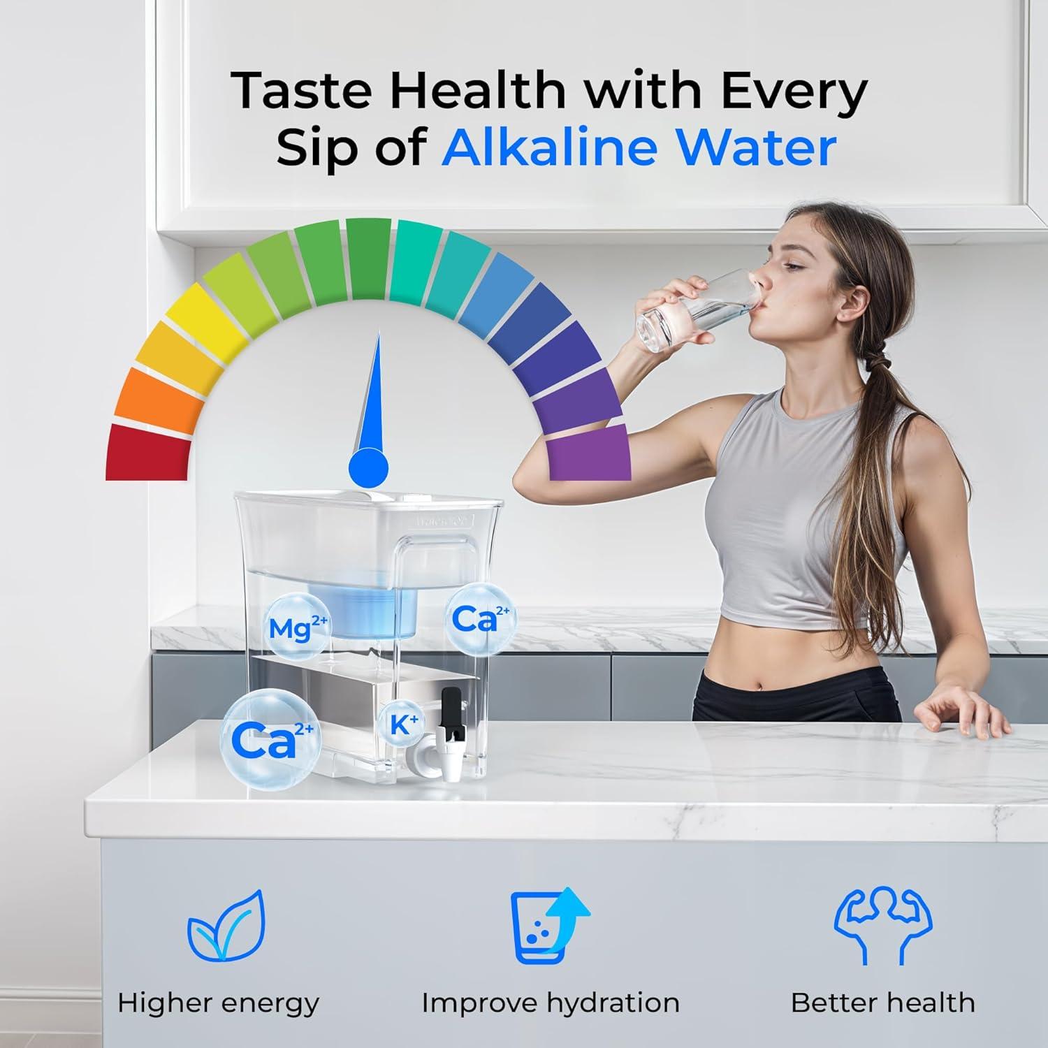 imageWaterdrop 35Cup Slim Water Filter Dispenser Large Capacity Water Filter Pitcher 200Gallon LongLife 5X Lifetime Reduces Chlorine PFOAPFOS and More BPA Free Black with 1 FilterWhite