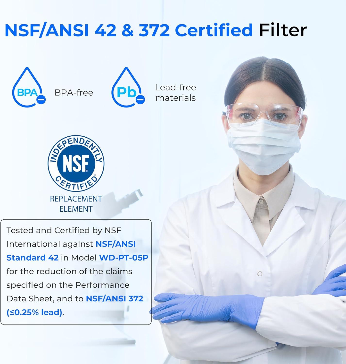 imageWaterdrop 35Cup Slim Water Filter Dispenser Large Capacity Water Filter Pitcher 200Gallon LongLife 5X Lifetime Reduces Chlorine PFOAPFOS and More BPA Free Black with 1 FilterBlack