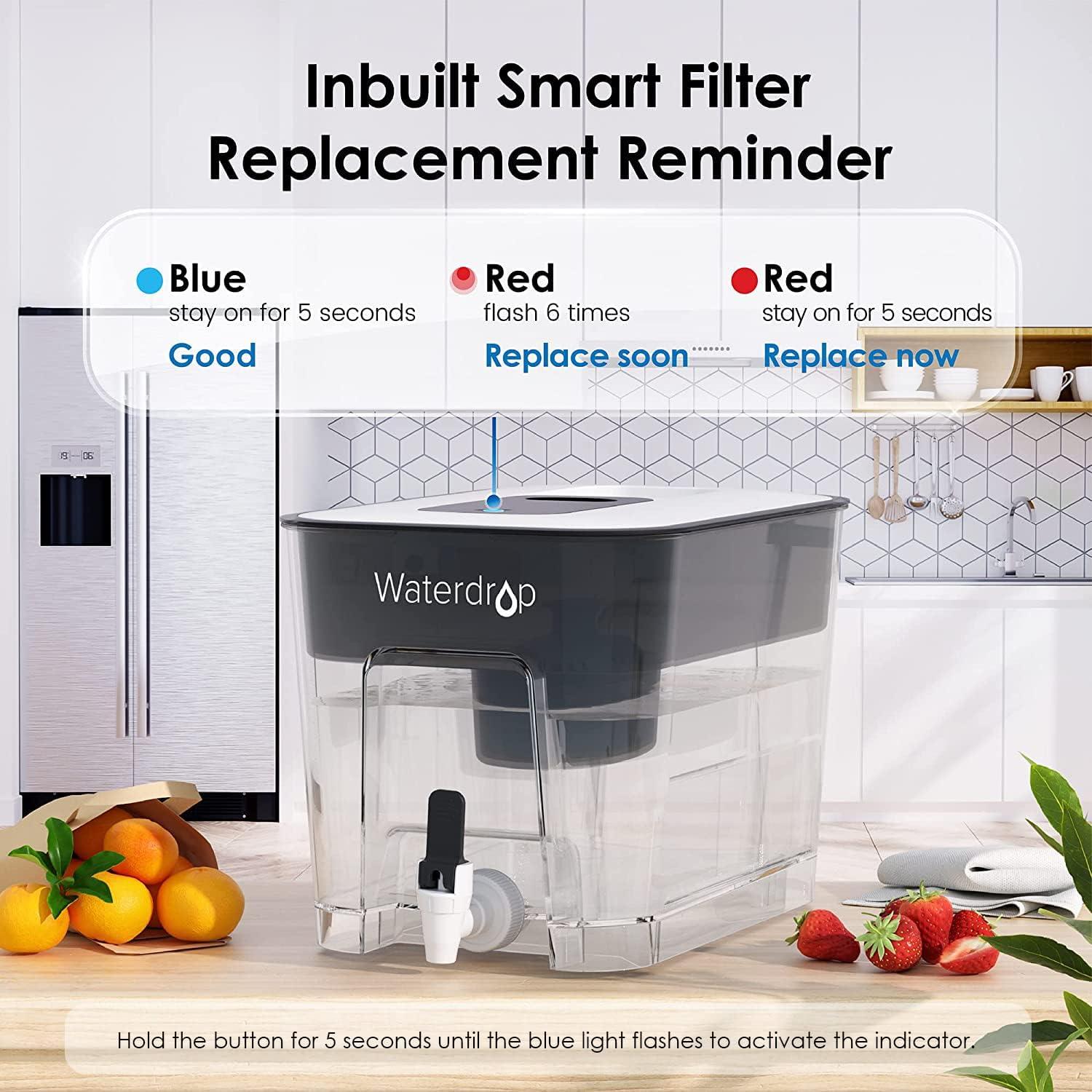 imageWaterdrop 40Cup Large Water Filter Dispenser with 1 Filter 200Gallon LongLife for Home and Office 5X Times Lifetime Reduces Chlorine PFOAPFOS and More BPA Free BlackBlackAlkaline
