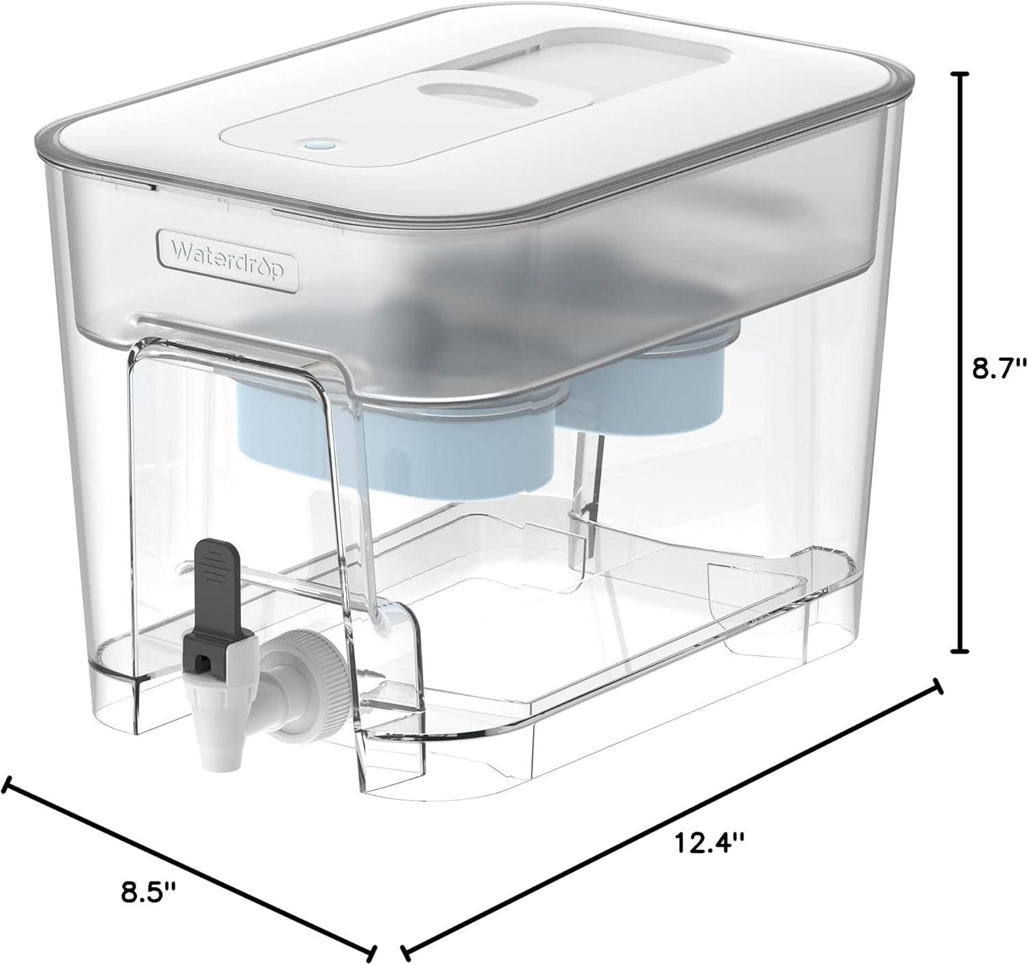 imageWaterdrop 40Cup Large Water Filter Dispenser with 1 Filter 200Gallon LongLife for Home and Office 5X Times Lifetime Reduces Chlorine PFOAPFOS and More BPA Free BlackWhiteAlkaline