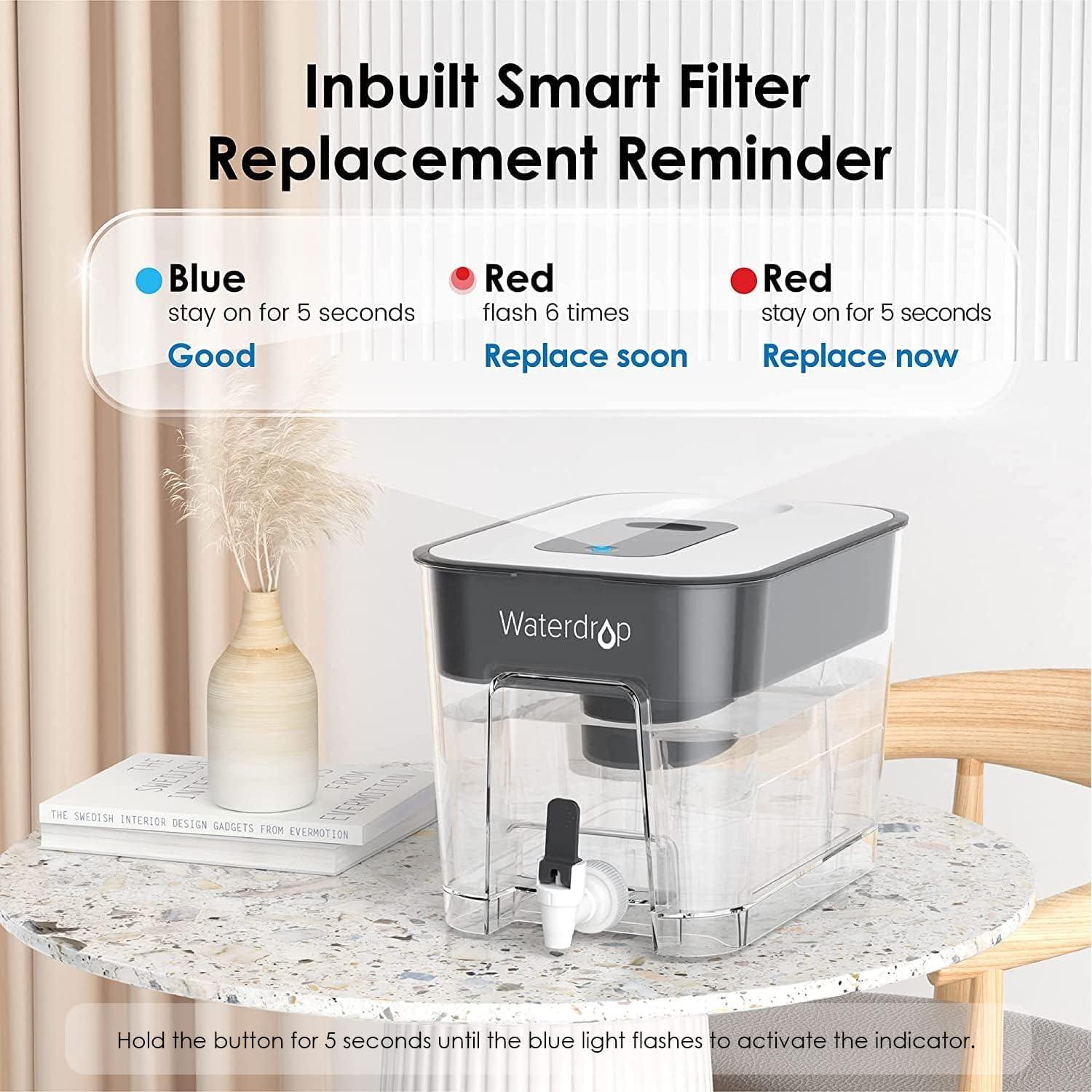 imageWaterdrop 40Cup Large Water Filter Dispenser with 1 Filter 200Gallon LongLife for Home and Office 5X Times Lifetime Reduces Chlorine PFOAPFOS and More BPA Free BlackBlack