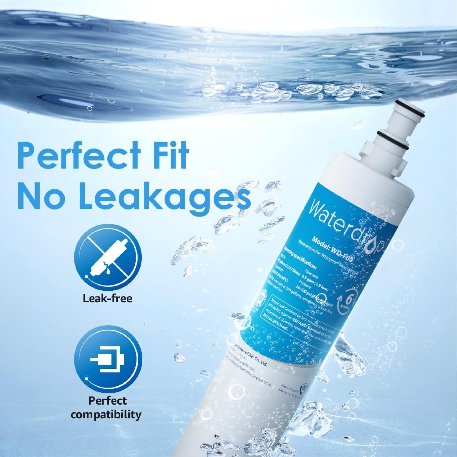 imageWaterdrop 4396508 Refrigerator Water Filter Replacement for Whirlpool 4396508 4396510 4392857 Kenmore 469010 NLC240V Filter 5 EDR5RXD1 3 Filters