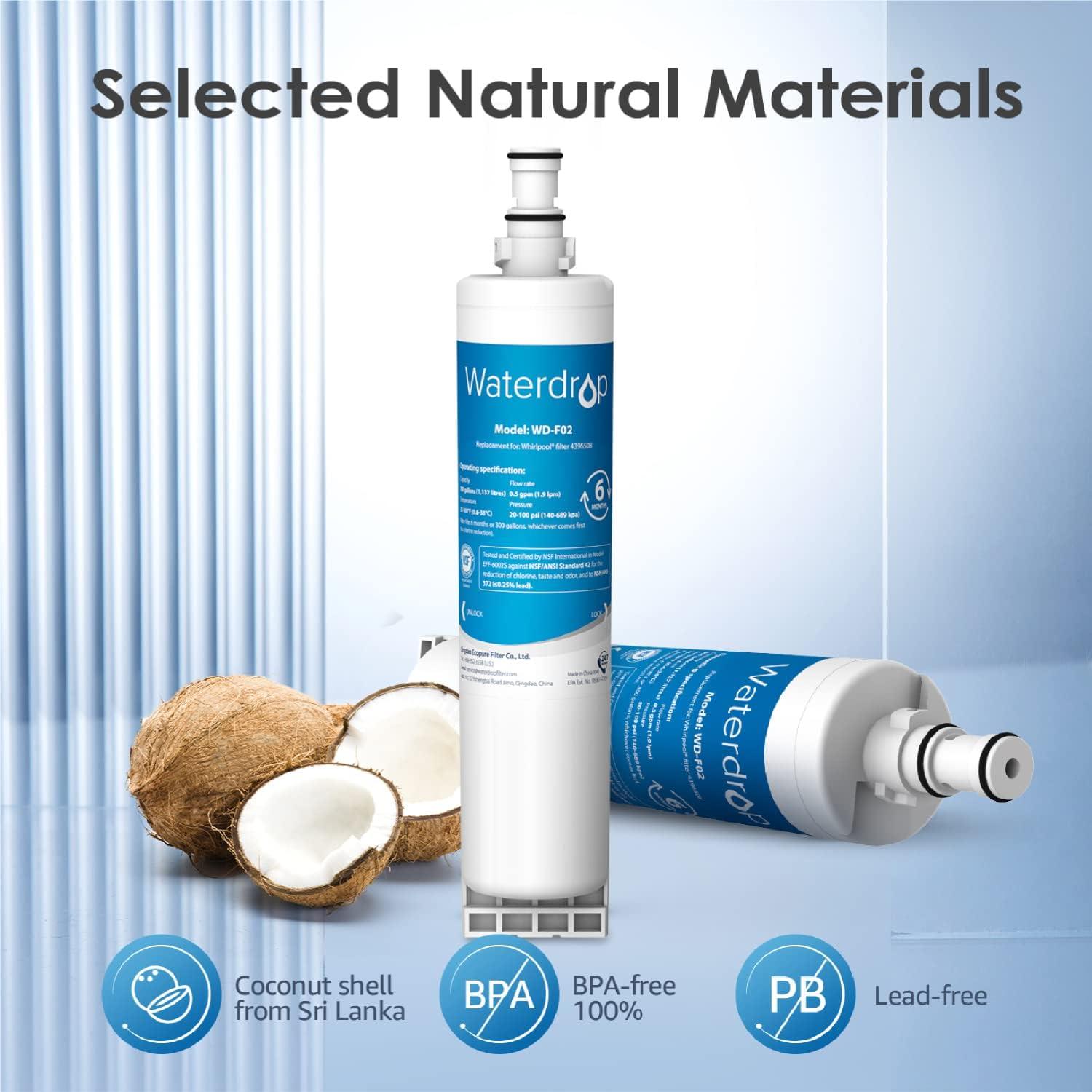 imageWaterdrop 4396508 Refrigerator Water Filter Replacement for Whirlpool 4396508 4396510 4392857 Kenmore 469010 NLC240V Filter 5 EDR5RXD1 3 Filters