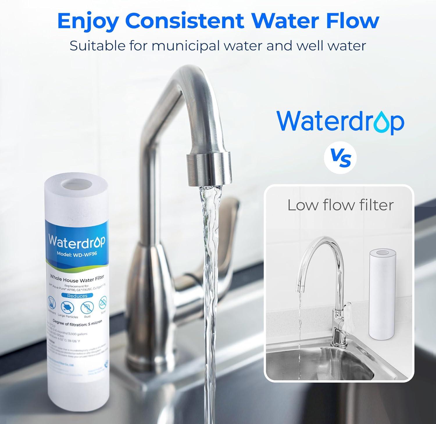 imageWaterdrop 5 Micron 10quot x 25quot Whole House Water Filter Replacement Cartridge Sediment Water Filter Replacement for Any 10 inch RO Unit AquaPure AP110 Culligan P5 WHKFGD05 6 Pack4