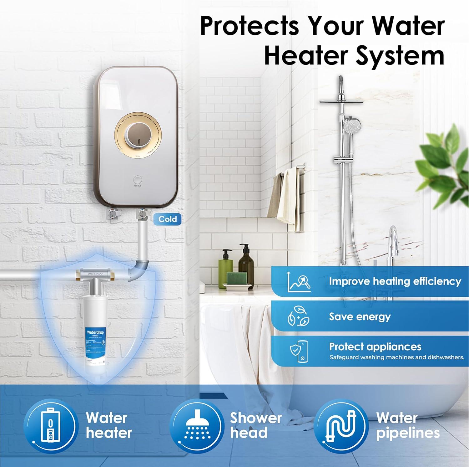 imageWaterdrop AP431 AP430SS Whole House Scale Inhibitor Filter Heater Softener System Prevent Scale Build Up On Hot Water Heaters Pipes and Boilers