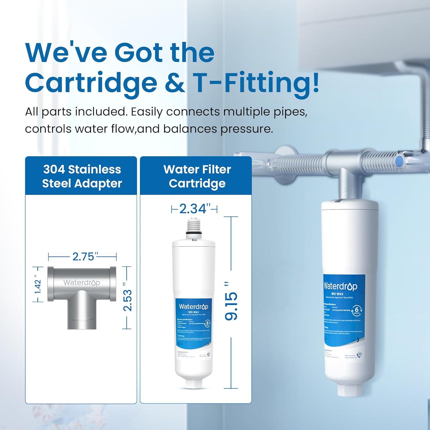 imageWaterdrop AP431 AP430SS Whole House Scale Inhibitor Filter Heater Softener System Prevent Scale Build Up On Hot Water Heaters Pipes and Boilers
