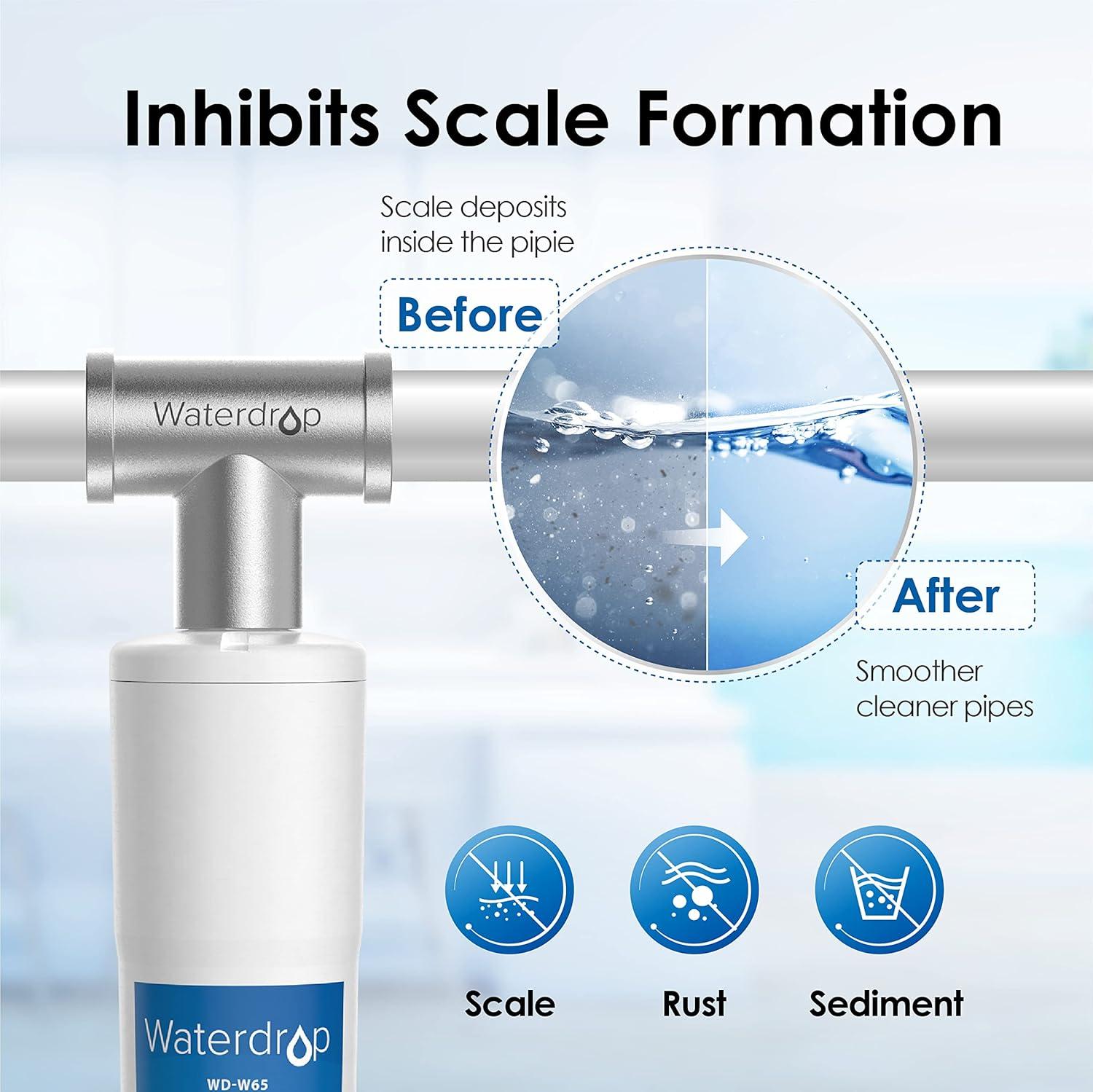 imageWaterdrop AP431 AP430SS Whole House Scale Inhibitor Filter Heater Softener System Prevent Scale Build Up On Hot Water Heaters Pipes and Boilers
