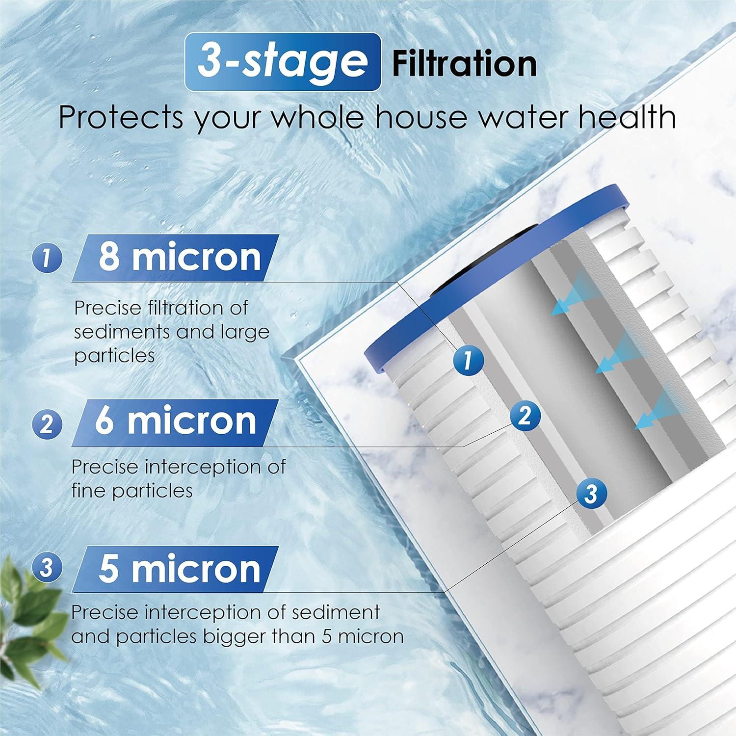 imageWaterdrop AP810 Whole House Water Filter Replacement for 3M AquaPure AP810 AP801 AP811 Whirlpool WHKFGD25BB WHKFDWHBB 5 Micron 10quot x 45quot Well ampamp Tap Water Filter Pack of 34