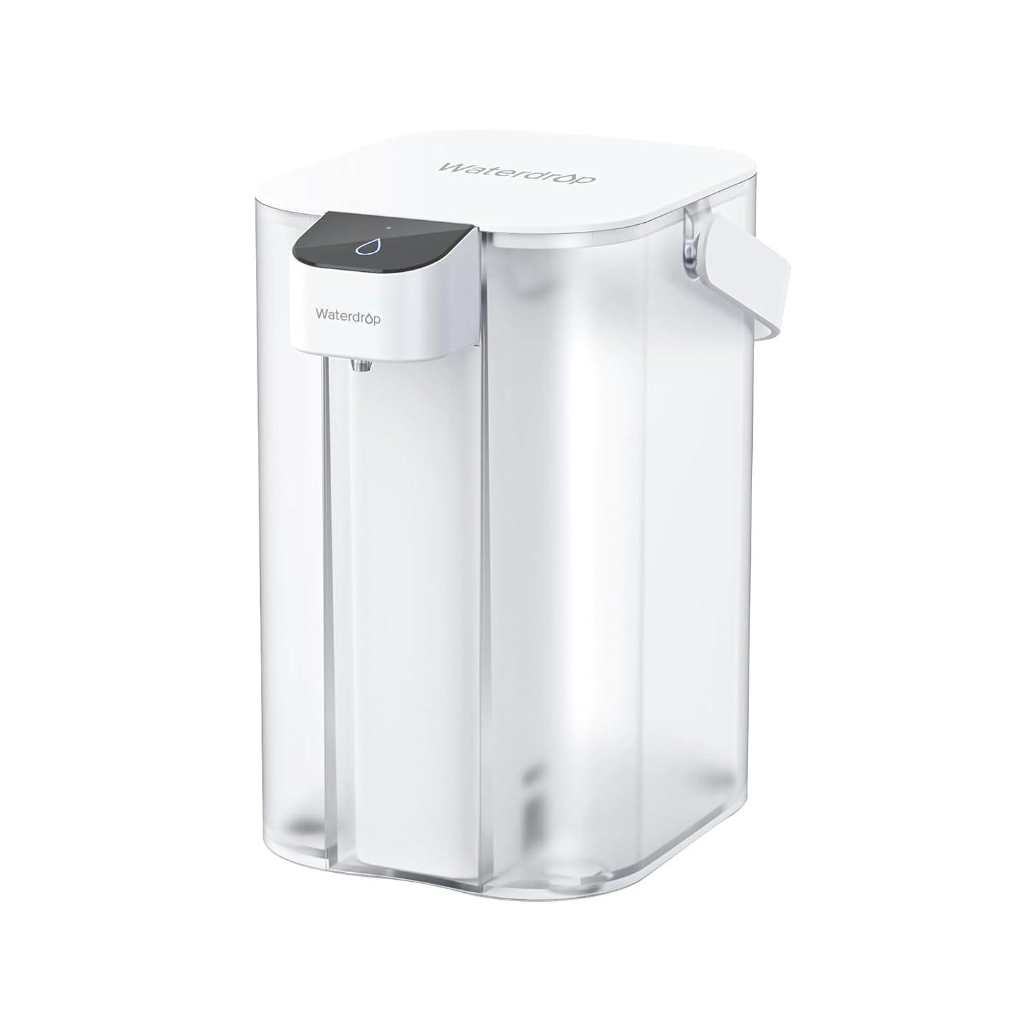 imageWaterdrop Alkaline Electric Water Filter Pitcher Rechargeable Water Dispenser Instant 200Gallon 15Cup Countertop System NSFANSI 42 Reduce PFOAPFOS Chlorine Lead Blue with 1 FilterWhite